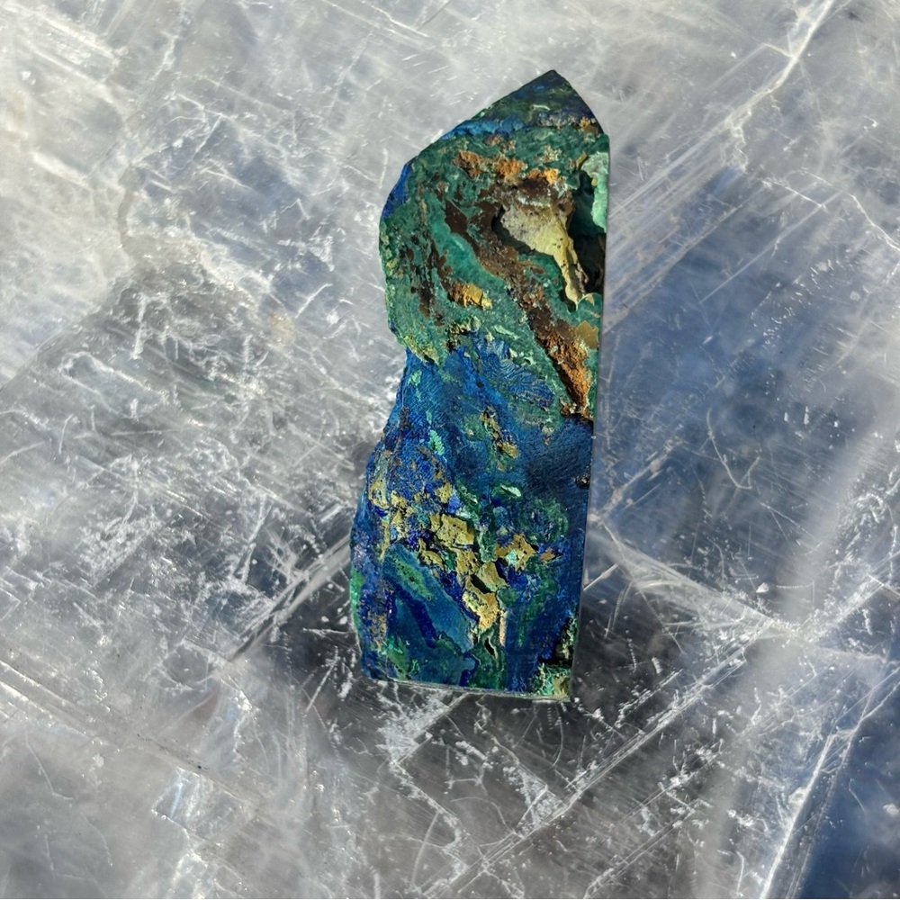 Natural Azurite & Malachite Polished Crystal Tower